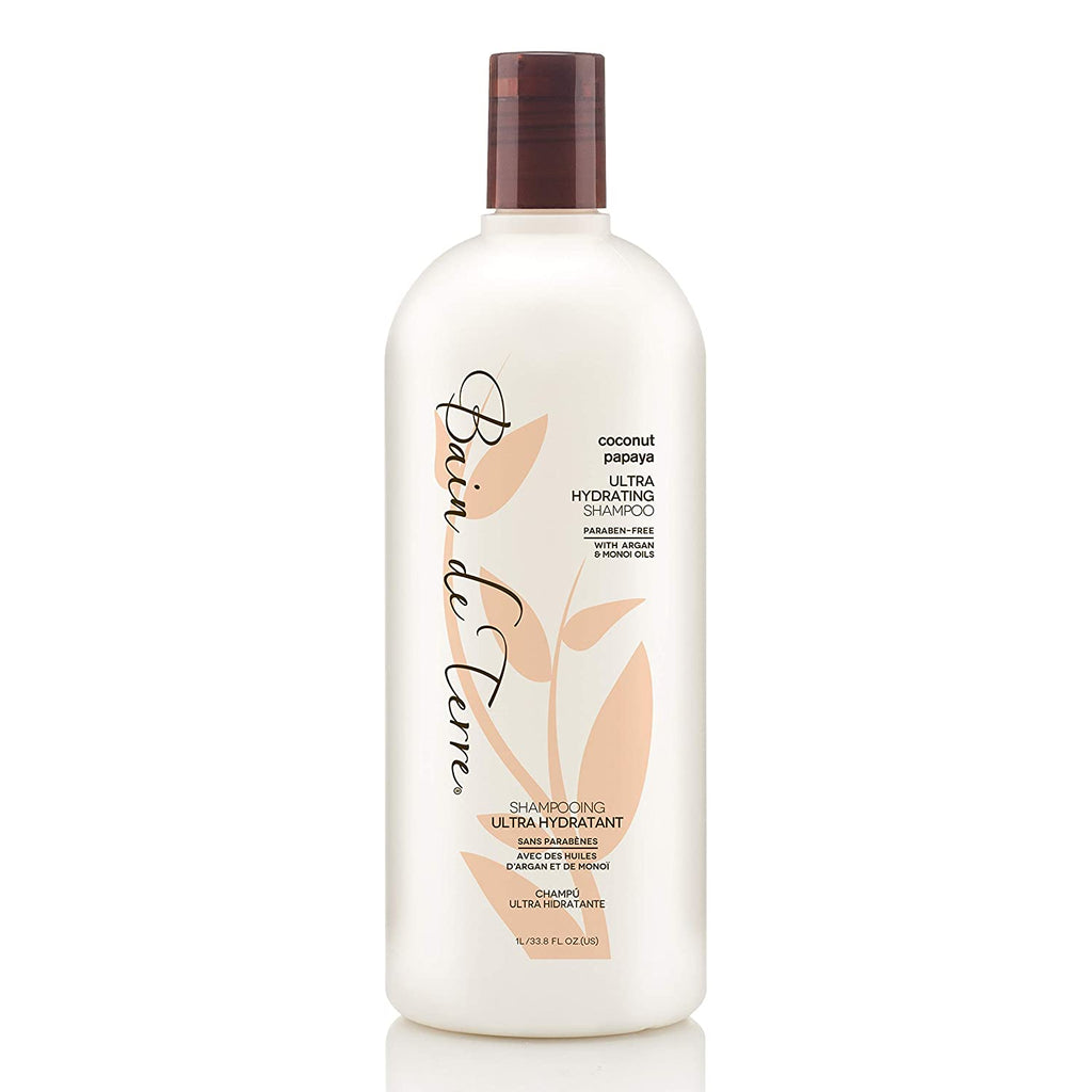 Bain de Terre Coconut Papaya Ultra Hydrating Shampoo, with Argan and Monoi Oil, Paraben-Free, 33.8-Ounce