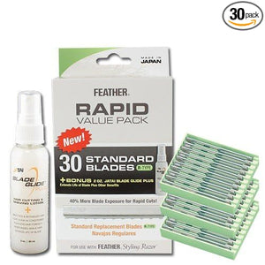 Jatai Feather Rapid Value Pack 30 Blades + Free  Blade Glide 2 oz