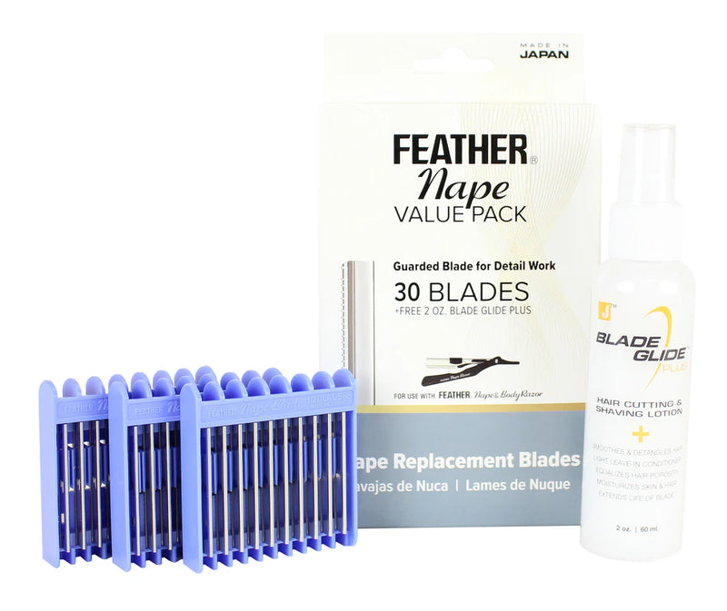 Jatai Feather Nape Value Pack, 30 Nape Blades + Free Blade Glide 2 oz ...