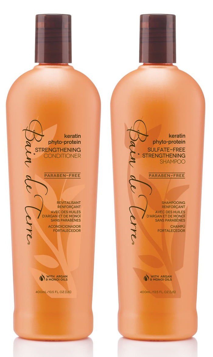 Bain de Terre KERATIN Phyto-Protein Strengthening Shampoo and Conditioner (13.5 Ounce)