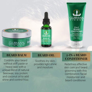 Clubman Beard 3 in 1 Trio - Beard Balm, Oil and 2 in 1 Conditioner - Hot Brands Store 