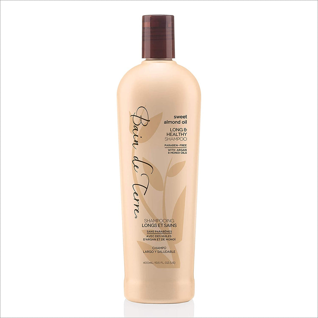 Bain de Terre Sweet Almond Oil Long and Healthy Shampoo, with Argan and Monoi Oil, Paraben-Free, 13.5-Ounce