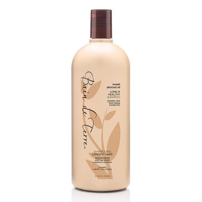 Bain de Terre Sweet Almond Oil Long and Healthy Shampoo, with Argan and Monoi Oil, Paraben-Free, 33.8-Ounce