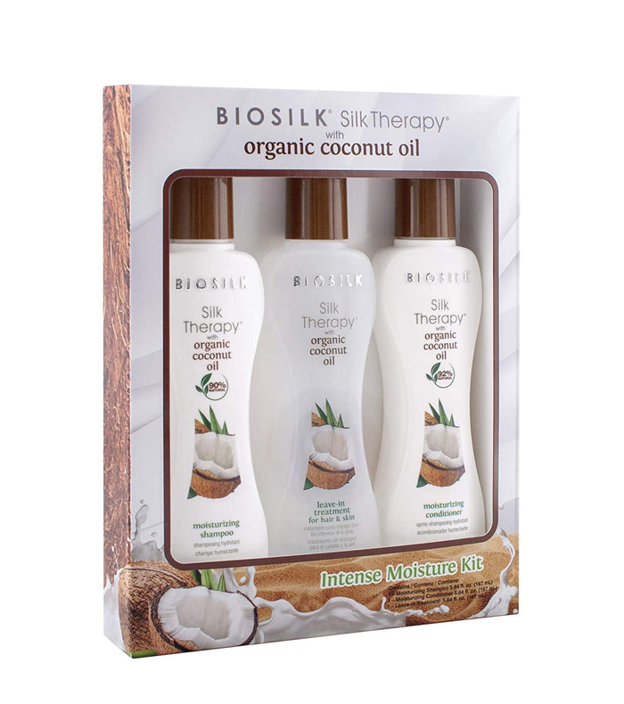 Biosilk Silk Therapy with Organic Coconut Oil Intense Moisture Kit 3 pieces 5.64 oz each