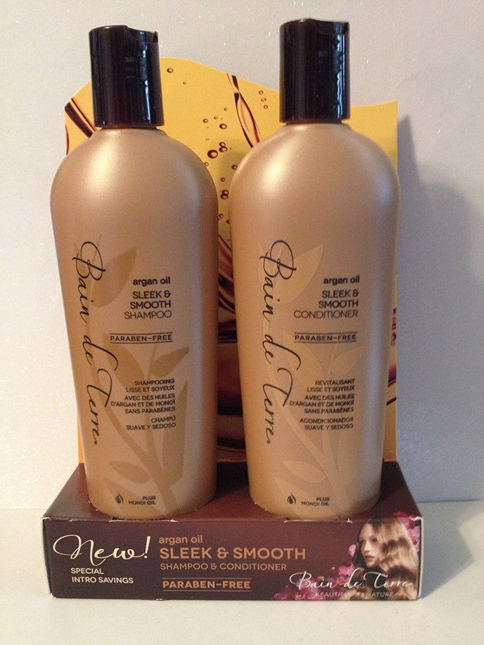 Bain de Terre Sleek & Smooth Shampoo & Conditioner 33.8oz (WITH ARGAN OIL & PARABEN FREE)