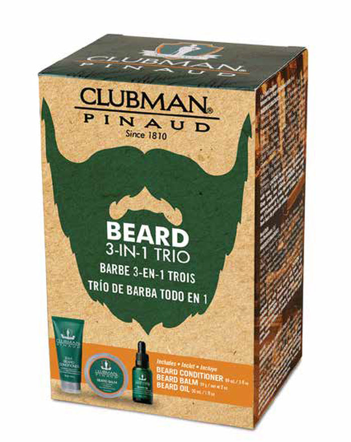 Clubman Beard 3 in 1 Trio - Beard Balm, Oil and 2 in 1 Conditioner