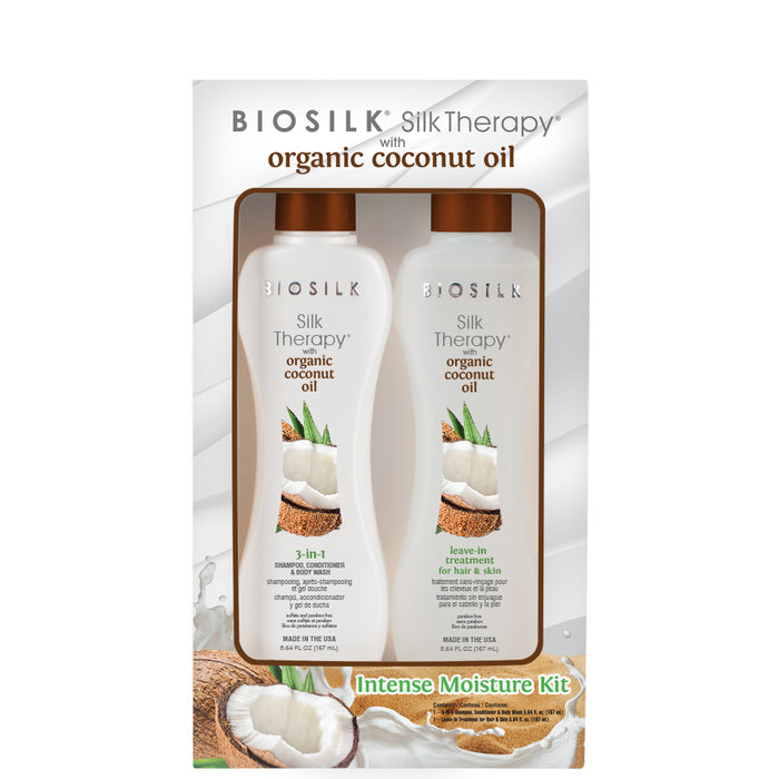 Biosilk Silk Therapy with Organic Coconut Oil Intense Moisture Kit 2 pieces 5.64 oz each
