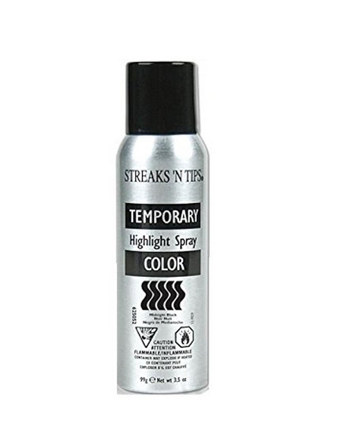 Clubman Streaks 'N Tips Midnight Black Temporary Spray-on Hair Color, 3.5 oz