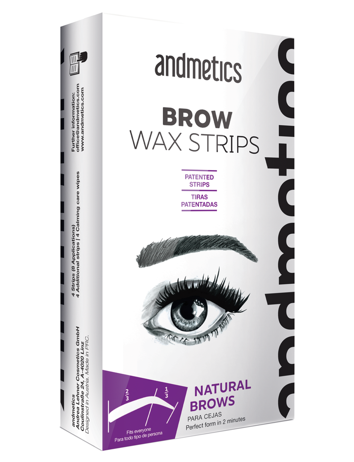 Andmetics Brow Wax Strips Natural Brows - VEGAN Hair Removal with Aloe 8 pcs