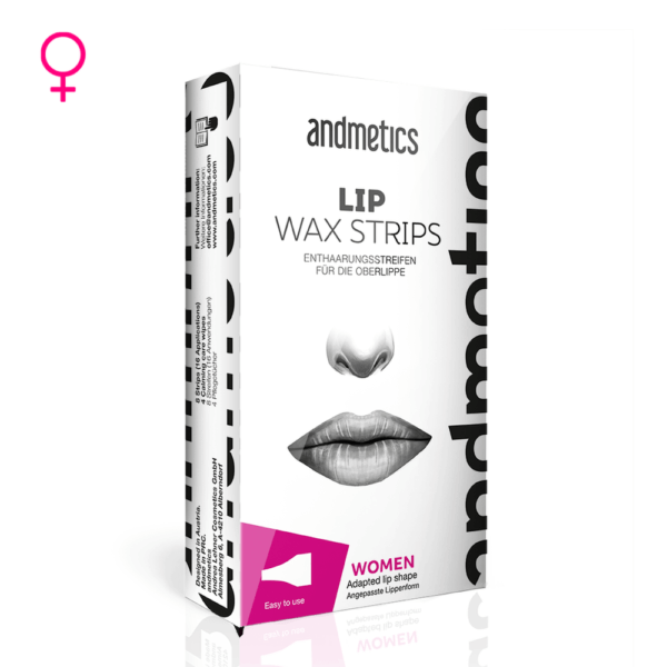 Andmetics Lip Wax Strips for Woman - VEGAN Hair Removal with Aloe 16 pcs