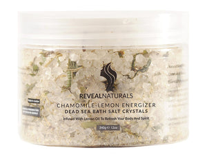Reveal Naturals Chamomile Lemon Energizer Dead Sea Bath Salt Crystals 12 oz