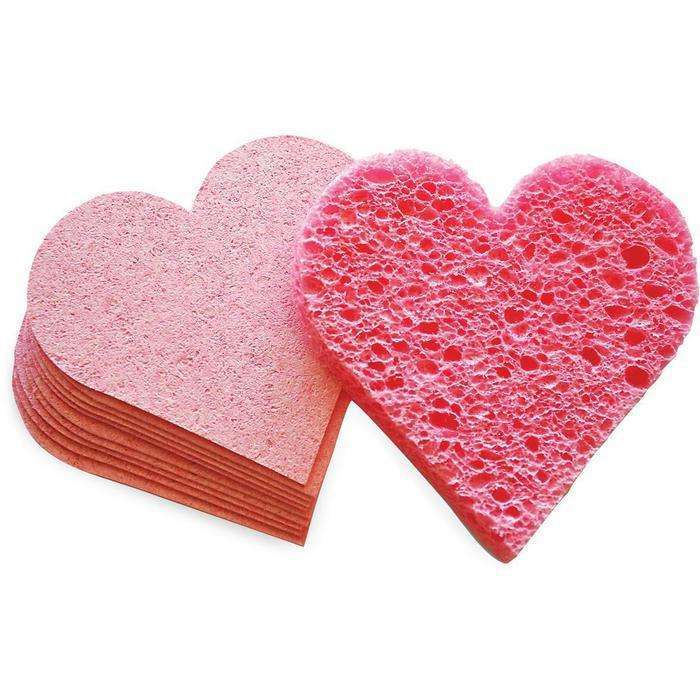 Intrinsics Heart Shaped Compressed Sponges Pink, 2.5" (75 ct) - Hot Brands Store 